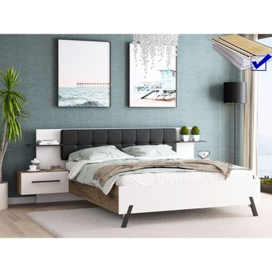 Doppelbett Kara 1 weiß 160x200 Ehebett inkl. 2x Nako Matratze