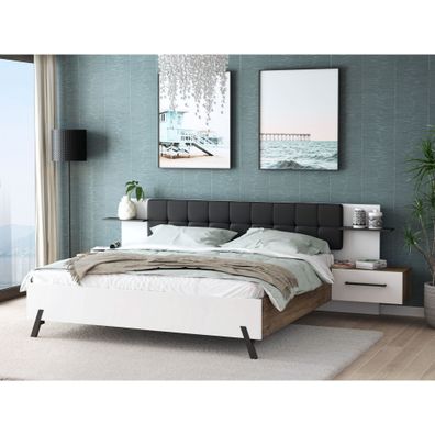Doppelbett Kara 2 weiß 180x200 Ehebett inkl. 2x Nako Nachtkonsole