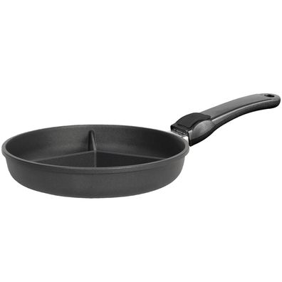 SKK Pfanne Ø 28 cm Guss 3-fach Bratpfanne 3-geteilt beschichtet Griff abnehmbar