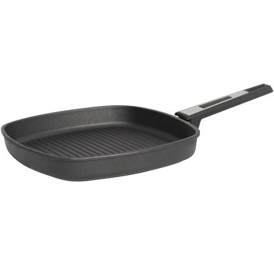 SKK Grillpfanne 26 cm flach gerippt Bratpfanne eckig Aluguss antihaftbeschichtet