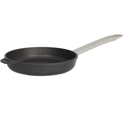 SKK Grill-Pfanne 28cm Bratpfanne gerippt Aluguss Antihaft Pfanne Edelstahlgriff