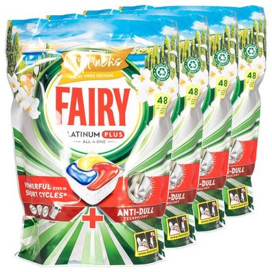 4x Fairy Platinum PLUS All in One Lemon Geschirrspültabs 48 Tabs