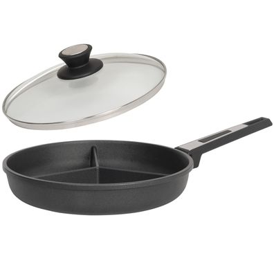 SKK Pfanne Ø 28cm Guss 3-geteilt Induktion Bratpfanne Antihaft & Deckel aus Glas