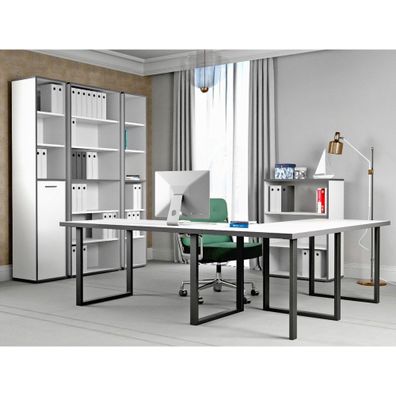 Arbeitszimmer Keijo 20 Weiß Wolfram Grey 7-teilig Bürozimmer Büro