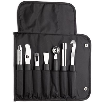 Giesser Messer-Rolltasche 7-tlg bestückt mit Schnitz- & Garnierwerkzeuge 896810b