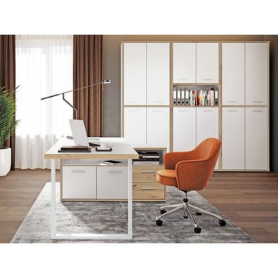 Arbeitszimmer Keijo 24 Weiß Artisan Oak 4-teilig Bürozimmer Büro