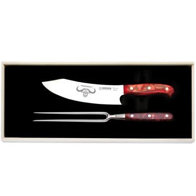 Giesser PremiumCut Tranchier Set 2-teilig mit Fleischgabel & Kochmesser 20 cm Acryl r