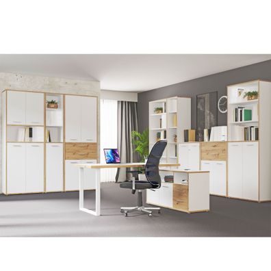 Arbeitszimmer Keijo 35 Weiß Artisan Oak 10-teilig Bürozimmer Büro