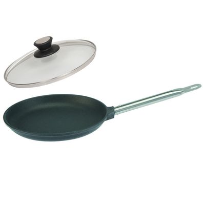 SKK Lyoner Pfanne 24 cm Induktion beschichtet Bratpfanne Edelstahlgriff & Deckel