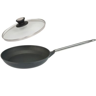 SKK Lyoner Pfanne 32 cm Induktion beschichtet Bratpfanne Edelstahlgriff & Deckel