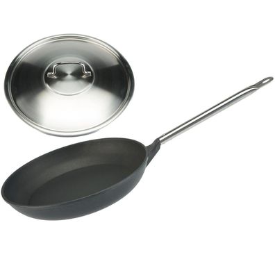 SKK Lyoner Pfanne 36 cm Induktion beschichtet Bratpfanne Edelstahlgriff & Deckel