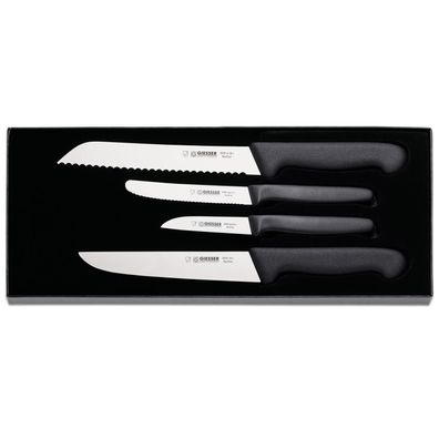 Giesser Messer Set 4-teilig schwarz Haushaltsmesser für Fleisch, Brot und Gemüse