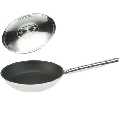 SKK Edelstahl Profi Pfanne 40cm Induktion Antihaft Bratpfanne & Edelstahl-Deckel