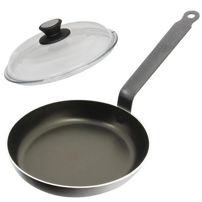 SKK Bratpfanne 20 cm Induktion klein Profi Pfanne Keramik-Antihaft & Glasdeckel