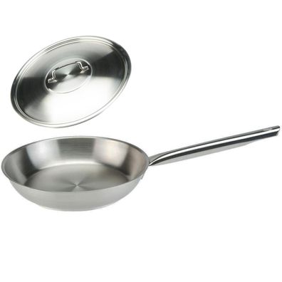 SKK Profi Edelstahl Pfanne Induktion 20 cm Bratpfanne rostfrei & Edelstahldeckel