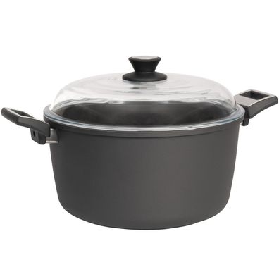 SKK Guss Kochtopf Ø 32 cm Aluguss Antihaft beschichtet Suppentopf mit Glasdeckel
