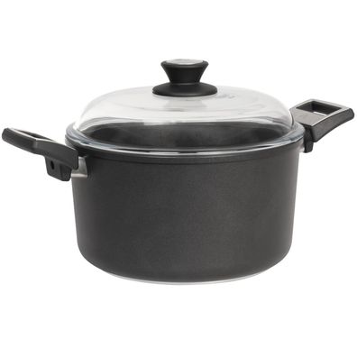 SKK Aluguss Kochtopf Ø 26 cm Guss Antihaft beschichtet Suppentopf mit Glasdeckel
