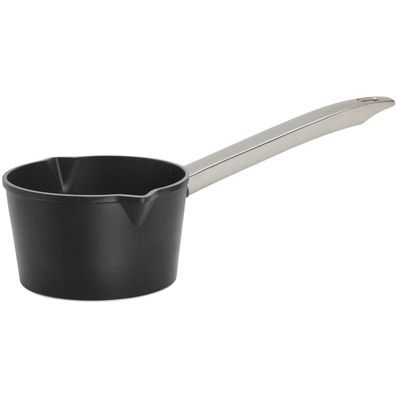 SKK Guss Stielkasserolle 18 cm Kochtopf Antihaft 2 Ausgießer mit Edelstahlgriff