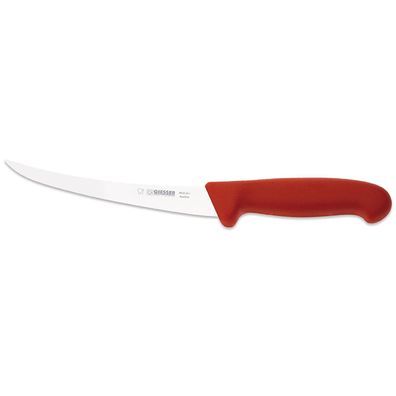 Giesser langes Ausbeinmesser 17 cm mit gebogener & steifer Messerklinge rot