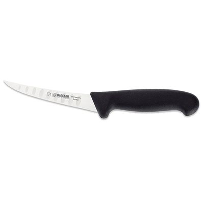 Giesser kurzes Ausbeinmesser 13 cm mit gebogener steifer Kullenschliff-Klinge schwarz