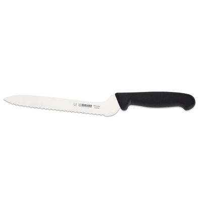 Giesser Brot-Allzweckmesser 18 cm schwarz Wellenschliff-Klinge gewinkelt 8375w18