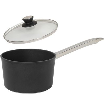SKK Guss Soßentopf 16 cm Induktion Antihaft Stieltopf Edelstahl-Griff mit Deckel