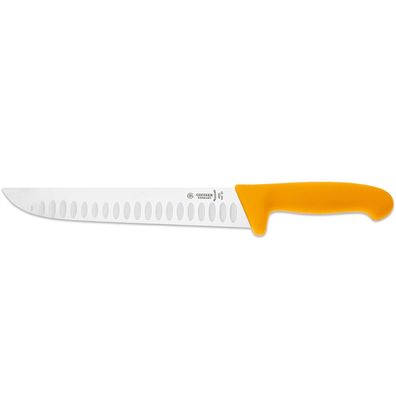 Giesser langes Schlachtmesser 24 cm mit breiter Kullenschliff-Klinge gelb