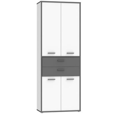 Aktenschrank Keijo 2 Weiß Wolfram Grey 85x227x42 cm Büroschrank Büro