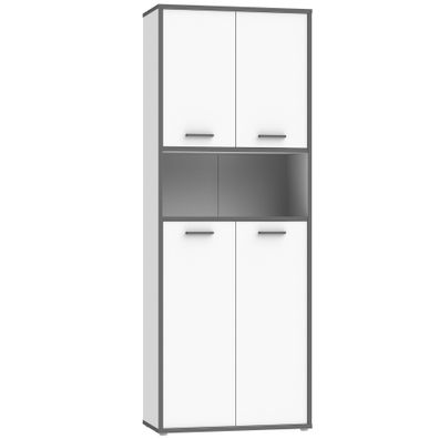 Aktenschrank Keijo 3 Weiß Wolfram Grey 85x227x42 cm Büroschrank Büro