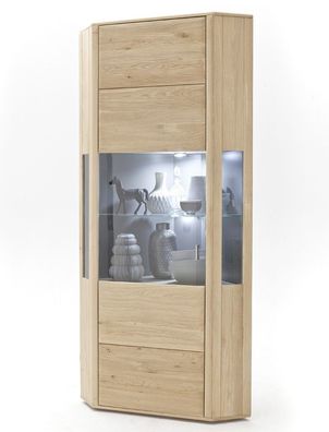 Eckvitrine Torrent 9 Eiche bianco massiv 69x206x69 cm Eckschrank