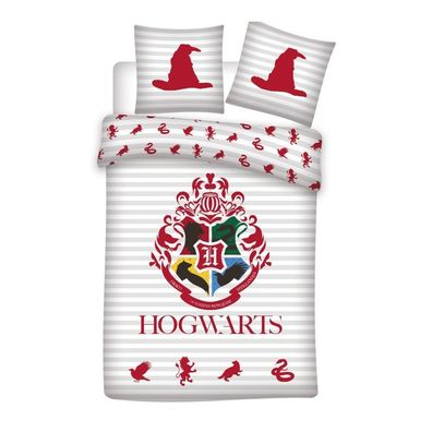 Harry Potter Bettwäsche "Hogwarts Wappen rot" 140x200cm, 100% Baumwolle