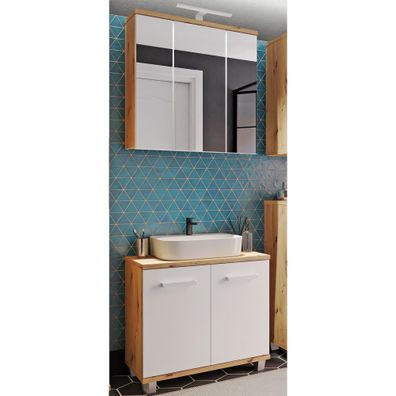 Badezimmer Viola 13 Secret Grey 2-teilig Unterbeckenschrank LED