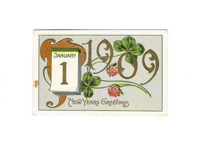 AK, Neujahr, Prägekarte, New Years Grettings 1909, gebraucht