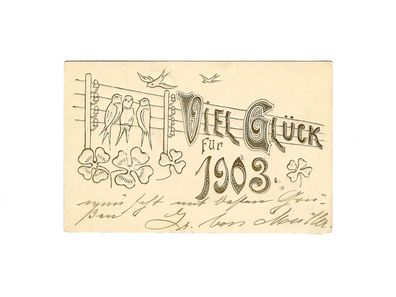 AK, Neujahr, Prägekarte, Viel Glück für 1903, gebraucht