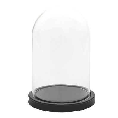 Clayre & Eef Glocke Ø 17x25 cm Schwarz Glas Holz Rund (Gr. Ø 17x25 cm)