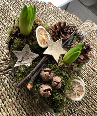 Geschenk Weihnachten frische Hyazinthe Natur Deko im Herz gepflanzt