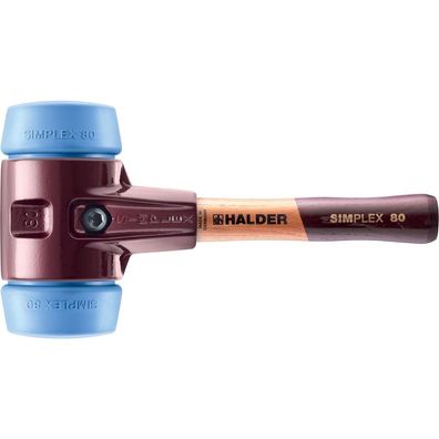 HALDER Simplex Schonhammer Ø 80 mm TPE-soft blau kurzer Stiel mit Tempergussgehäuse