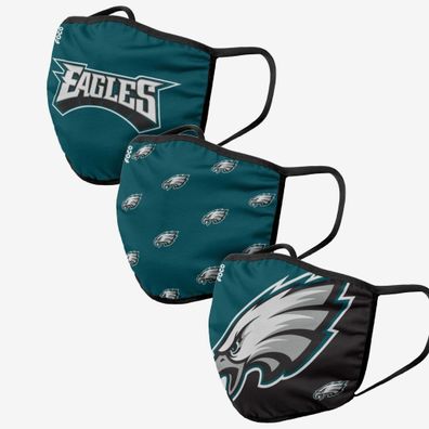 NFL Philadelphia Eagles 3er Set Gesichtsabdeckung Mundschutz Face Cover Mask