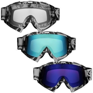 Motocross Brille Motorradbrille Racing Googles Quad Bike Cross Enduro silber