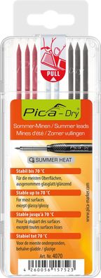 Pica Dry Ersatzminen Sommer Set 3 x Graphit 3 x Rot 2 x Weiß wasserfest