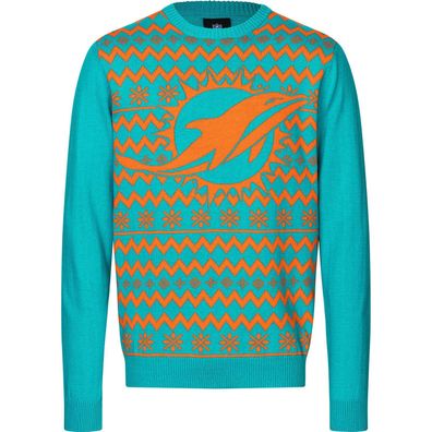 NFL Miami Dolphins Ugly Sweater Big Logo 2-Color Christmas Pullover Weihnachten