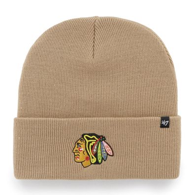 NHL Chicago Blackhawks Wollmütze Mütze Haymaker 195000784279 Khaki Beanie Hat