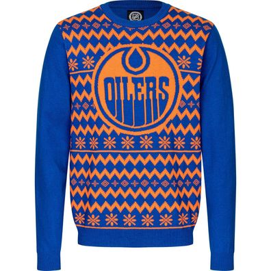 NHL Edmonton Oilers Ugly Sweater Big Logo 2-Color Christmas Pullover Weihnachten