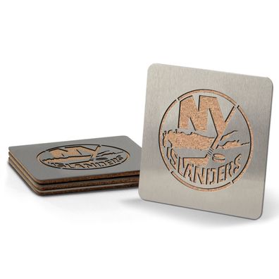 NHL New York Islanders 4er Set Untersetzer Coaster Set Edelstahl Kork Boaster
