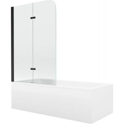 Mexen Cubik Rechteckbadewanne 160x70 cm mit Duschwand, Transparent/Schwarz