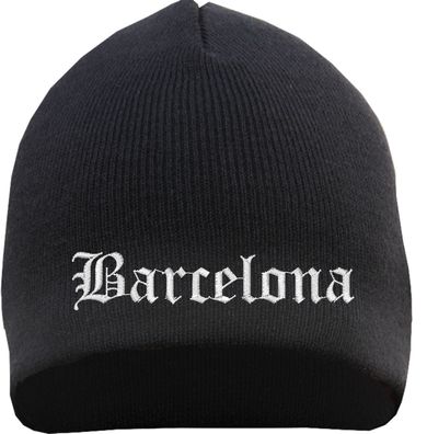 Barcelona Beanie Mütze - Altdeutsch - Bestickt - Strickmütze Wintermütze