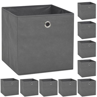 vidaXL Aufbewahrungsboxen 10 Stk. Vliesstoff 32 x 32 x 32 cm Grau