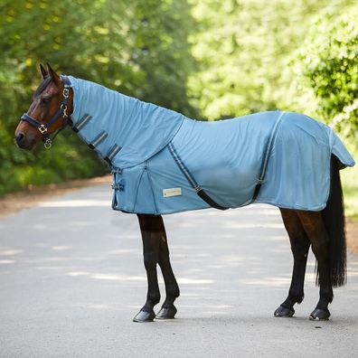 Fliegendecke Protect mit abn. Halsteil, taubenblau - Größe: 135 cm