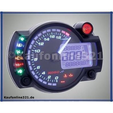 Cockpit RX2N+ Tachometer Drehzahlmesser KOSO GP Style NEU Tacho RX2N Plus, BA015B25