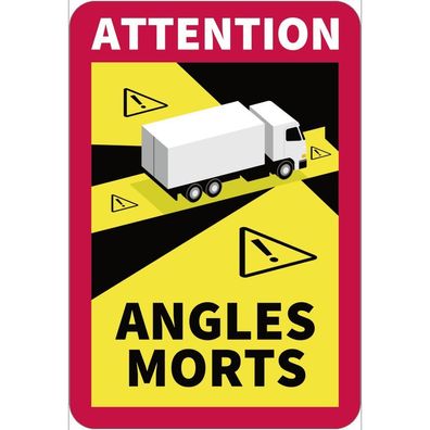 Aufkleber "ANGLES MORTS" Symbol LKW, Folie, 250 x 170 mm